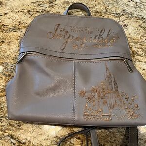 Disney Brown Backpack with Castle and Quote